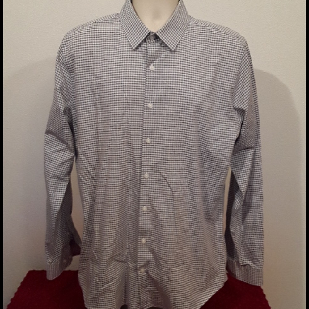 Mens Express Slim fit plaid dress shirt